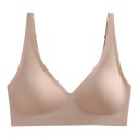 Soutien-gorge sans couture doux pour femmes sans armatures avec décolleté en V, à large bandeau inférieur et bretelles réglables 7