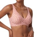 Soutien-gorge sans couture pour femme sans armatures avec motif léopard et décolleté en V plus profond avec larges bretelles en rose 2