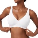 Soutien-gorge sans couture pour femmes sans armatures avec un décolleté en V plus profond et des bonnets moulés avec des bretelles larges 8