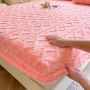 Spannbetttuch aus elastischem Flanell 200 × 220 cm, Glattes weiches warmes Bettlaken, bleibt an Ort und Stelle, Muster mit Quadraten 11