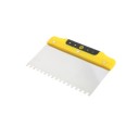 Spatule dentée pour mastic et mortier 20 × 12,2 cm pelle de maçon en acier manche en plastique jaune et noir pour carrelage 1