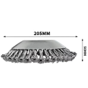 Spazzola a filo intrecciato per erbacce disco 205 x 50 mm foro in acciaio 25 mm argento per rimozione di muschio e ruggine 10