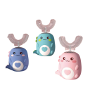 Spazzolino elettrico per bambini a forma di U 360° spazzolino sonico in silicone IPX7 ricaricabile 5W per bambini da 6 a 12 anni in silicone alimentare 1