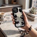 Spegelfodral med tecknade katter för Samsung Galaxy A16 5G Pärlarmband för handleden Hållbart Skydd av hörn och kamera Vågformad ram 7