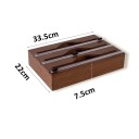 Spender für Küchenfolie mit Bambusbox Dunkles Holz Folienmesser Halter für Beutel und Tüten Küchenorganizer mit 3 Rollen 3