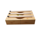 Spender für Küchenfolie mit Bambusbox Helles Holz Folienabschneider Halter für Beutel und Tüten Küchenorganizer 3 Rollen 1