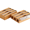 Spender für Küchenfolie mit Bambusbox Helles Holz Folienabschneider Halter für Beutel und Tüten Küchenorganizer 3 Rollen 4