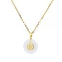 Šperkový řetízek 45 cm zlaté barvy se zeleným kamínkem znak štěstí Fu, jemný řetízek s přívěskem kruhový dekorativní detail 2