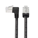 Špičkový síťový kabel Cat6a RJ45 s úhlovým konektorem 90° 1 m 28AWG FTP PVC černý pro připojení routeru, switche a TV 1