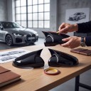 Spiegelabdeckungen 2 Stück, selbstklebende Abdeckungen für Seitenspiegel in Eckform, ABS Kunststoff, glänzend schwarz, für Volkswagen Golf 6 MK6 5