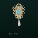 Spilla Barocca Reale alla Moda Decorativa Dorata Gioiello in Lega di Zinco con Pietre Colorate Accessorio di Lusso per Abbigliamento 4