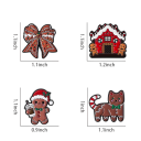 Spilla di Natale 2–3 cm 4 pz Biscotti di pan di zenzero Motivo festivo pan di zenzero gatto fiocco casetta Lega di zinco 2