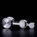 Spinner antiestrés de acero inoxidable para liberar tensión Juguete giratorio para los dedos con brazo doble Superficie plateada brillante 5,9 x 1,6 3