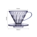 Spiraalvormige handfilterbeker voor doorloopkoffie 10 x 8 cm V-vorm met een hoek van 60° Dripper voor 2 kopjes Thuis koffiezetten 4