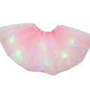 Spódnica z tiulu z podświetleniem LED dla kobiet 40 cm Mini spódniczka baletowa z nadrukiem gwiazdek Spódnica tutu warstwowa Zasilana bateriami CR2032 Akcesorium karnawałowe 7