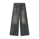 Spodnie jeansowe męskie o prostym kroju, sprane Luźne, szerokie nogawki Modny styl vintage Wygodne jeansy do noszenia na co dzień 4