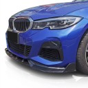 Spoiler frontal pentru bara de protecție, lip inferior cu nervuri, plastic ABS, aspect de carbon negru lucios, kit de tuning pentru seria 3 G20 G21 2