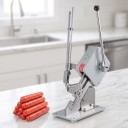 Sponkadora manual para enchidos e sacos com grampos em U, depósito para 200 grampos, aço cromado, prateado, para supermercados, padarias e talhos 6