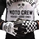Σπορ γάντια πλήρους δακτύλου για motocross και μοτοσικλέτα με εκτύπωση σε ένα και καρό σχέδιο σε άλλο γάντι για οδήγηση σε έδαφος 3