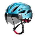 Sport-Fahrradhelm mit LED-Licht und magnetischer Schutzbrille. Leichter Helm mit Belüftung für Erwachsene, Größe 58 – 62 cm, 15 Löcher 7