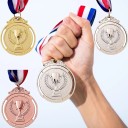 Sportági Érem Készlet 10 db Versenyekhez Serleggel és Kalásszal 5 cm Átmérőjű Cinkötvözet Trikolór Szalagokkal Gyerekeknek és Iskolai Eseményekhez 16