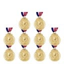 Sportmedaille Set van 10 stuks voor Wedstrijden met Beker en Garven Diameter 5 cm Zinklegering met Tricolore Linten voor Kinderen en Schoolevenementen 1