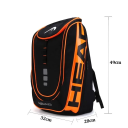 Sportovní batoh na tenisovou raketu, oblečení a boty 49 x 32 x 28 cm Voděodolný polyester Černo oranžový batoh pro tenisové vybavení 3