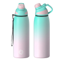 Sportowa termos z magnetyczną pokrywką 600 ml izolowana butelka zielono-różowy gradient 23,5 x 7,3 cm na sport i aktywności na świeżym powietrzu 2