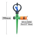 Spruzzatore rotante da giardino con picchetto 360° regolabile 29 cm connessione tubo 1/2" per prato e aiuole 2