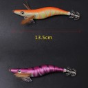Squid Lures 10 pcs 13.5 cm Glow Artificial Shrimps with 3D Printing and Hook Crown in Case for Sea Fishing of Squid and Cuttlefish 10