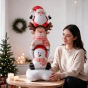Staande opblaasbare ballon Kerstman, rendier en sneeuwman 3 figuren op elkaar 51 x 150 cm Rood, wit en bruin Decoratie voor Kerstmis 6