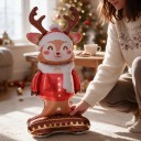 Staande opblaasbare ballon Rendier met hoorns, kerstkap en sjaal 150 x 66 cm Bruin, rood en wit Kerstdecoratie voor huis en winkel 2