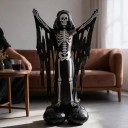 Staande opblaasbare ballon Skelet in een cape met uitgespreide mantel 91 x 150 cm Onderstel met 4 poten Zwart en wit Halloween decoratie 5
