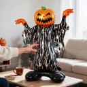 Staande opblaasbare ballon Spook met pompoenhoofd en cape 100 x 115 cm Oranje zwart en wit Halloween decoratie voor thuis 6