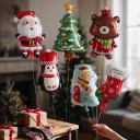 Staande opblaasbare ballonnen 7 stuks Kleurrijke kerstset Santa rendier pinguïn teddybeer peperkoek man kerstkous en kerstboom Kerstdecoratie 3