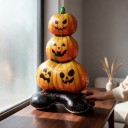 Staande opblaasbare pompoen met uitgesneden gezichten 55 x 120 cm Oranje en zwart Halloween decoratie voor huis en winkel 2