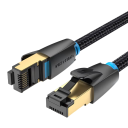 Stabil Cat8-kabel 2 m rund med nylonfläta SFTP RJ45 40Gbps 2000 MHz PVC svart för anslutning av router modem PC 4