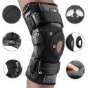 Stabilizační kolenní ortéza NEENCA s měděnými panty obvod 59 až 62 cm velikost 2XL gelová opora čéšky i prodyšná tkanina černá pro sport 4