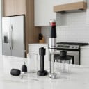 Stabmixer ROJNY 6 in 1 1500 W Zerkleinerer 500 ml Messbecher 600 ml Schneebesen Kartoffelstampfer und Milchaufschäumer Edelstahlklingen Silber-Schwarz 10