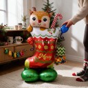 Stående oppblåsbar ballong Julestrømpe med reinsdyr Merry Christmas 125 x 86 cm Rød og grøn Dekorasjon til jul og fest 5