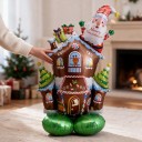 Stående oppblåsbar ballong Pepperkakehus med Santa Merry Christmas 124 x 97 cm Brun rød og grønn Juledekorasjon 3