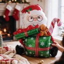 Stående oppblåsbar ballong Santa Claus med gaver Pepperkake og sukkertøystang 148,5 x 94 cm Rød hvit og grønn Juledekorasjon til fest 3
