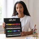 Stained Glass Paints Set 24 pcs Tubes 12 ml Waterproof Acrylic for Glass Includes 6 Brushes and Mixing Palette Glasses Bottles and Glass Decorations 2