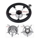 Stainless Steel Boat Steering Wheel with Black Foam and Rotating Knob Diameter 280 mm Hub 17 to 19 mm Angle 28 Degrees for Boat Yacht and Dinghy 3