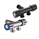 Stainless Steel Double Tap 12 x 6.8 cm Simple Cold Water Tap with 1 Inlet and 2 Outlets Valve for Bathroom and WC Durable Steel Faucet 6