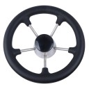 Stainless Steel Five-Spoke Boat Steering Wheel with Black Foam Diameter 280 mm Hub 17 to 19 mm Angle 28 Degrees for Boat Yacht and Motorboat 1
