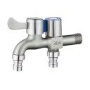 Stainless Steel Tap with Double Outlet and Control G1/2 1/2" Bidet Tap with Two Outlets Bathroom Accessories for Home 1