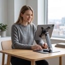 Ställ för bärbar monitor Kryssfäste med 4 skruvar Rotationsbas Justerbar höjd och lutning Aluminiumlegering För skrivbordet på kontoret 2