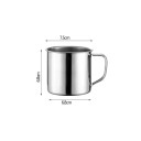 Stalowy kubek z uchwytem 250 ml 7.5 × 6.8 × 6.8 cm ze stali nierdzewnej srebrny do kawy herbaty gospodarstwo domowe biuro podróże wielokrotnego użytku 6