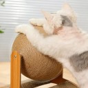 Stâlp mare de zgâriat pentru pisici, din lemn, cu placă arcuită și minge din sisal 55x23x40 cm Stație de zgâriat multifuncțională pentru joacă și dresaj 4